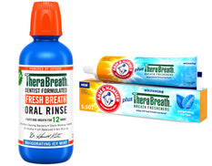 TheraBreath Mouthwash 16 oz and Arm & Hammer Plus TheraBreath Toothpaste 5.5 oz, Invigorating ICY Mint