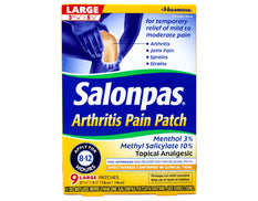 Salonpas Arthritis Pain Patch for Temporary Relief of Mild to Modarate Pain, Large, 9 Patches