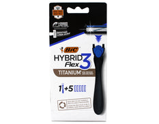 BIC Flex 3 Hybrid Men's Disposable Razor, 3 Blade Razor for Men, 1 Handle and 5 Cartridges