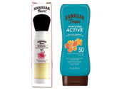 Hawaiian Tropic Mineral Powder Sunscreen Brush SPF 30, 0.15 Ounce & Hawaiian Tropic Island Sport Lotion - SPF 50; 8fl.oz