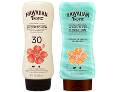 Hawaiian Tropic SPF 30 Broad Spectrum Sunscreen and After Sun Pack with 8oz Sheer Touch Moisturizing Sunscreen Lotion and 6oz Silk Hydration Weightless After Sun Lotion