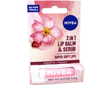 Nivea 2in1 Lip Balm & Scrub Super Soft Lips, Rosehip Oil + Vitamin E, 0.17 oz (4.8 g)