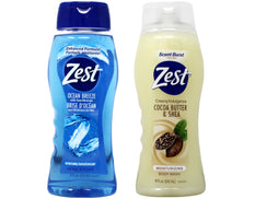 Zest Creamy Indulgence Cocoa Butter & Shea Moisturizing Body Wash 18 fl oz + Ocean Breeze Refreshing Body Wash 18 fl oz