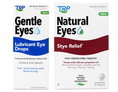 TRP Gentle Eyes Lubricant Eye Drops, Fast Long Lasting Relief, Moisturizing, 0.5 fl oz & Natural Eyes Pink Eye Relief Fast Dissolving Tablets, Temporarily Relieves Symptoms of: Burning, Watering, Crusting Grittiness, Redness, 48 Count