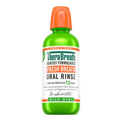 TheraBreath Fresh Breath Mouthwash, Mild Mint, Alcohol-Free, 16 fl oz + Travel Size, 3 fl oz