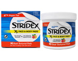 Stridex XL Acne Pads for Face and Body with Salicylic Acid, Alcohol Free, 90 Ct