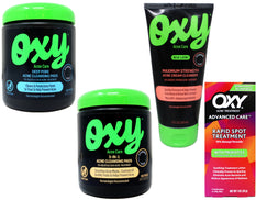 Oxy Acne Care Kit: Maximum Strength Cream Cleanser, 5 Fl oz + 3-in-1 Acne Cleansing Pads, 90 Ct + Deep Pore Cleansing Pads, 90 Ct + Rapid Spot Treatment for Acne, 1 Oz