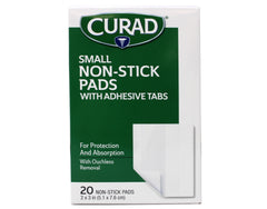 Curad Small Non-Stick Pads With Adhesive Tabs 2 Inches X 3 Inches 20 Each