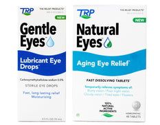 TRP Gentle Eyes Lubricant Eye Drops, Fast Long Lasting Relief, Moisturizing, 0.5 fl oz & Natural Eyes Aging Eye Relief Fast Dissolving Tablets for Eye Health, Poor Night Vision, Tired Eyes, Dryness and Redness. 48 Count