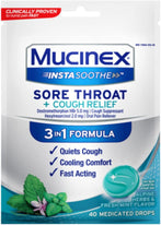 Mucinex InstaSoother Herbs & Fresh Mint Flavor Drops, 40 Count