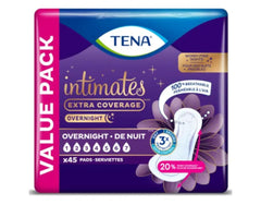 Tena Intimates Extra Coverage Overnight Incontinence Pads, 45 Count - Pack of 1